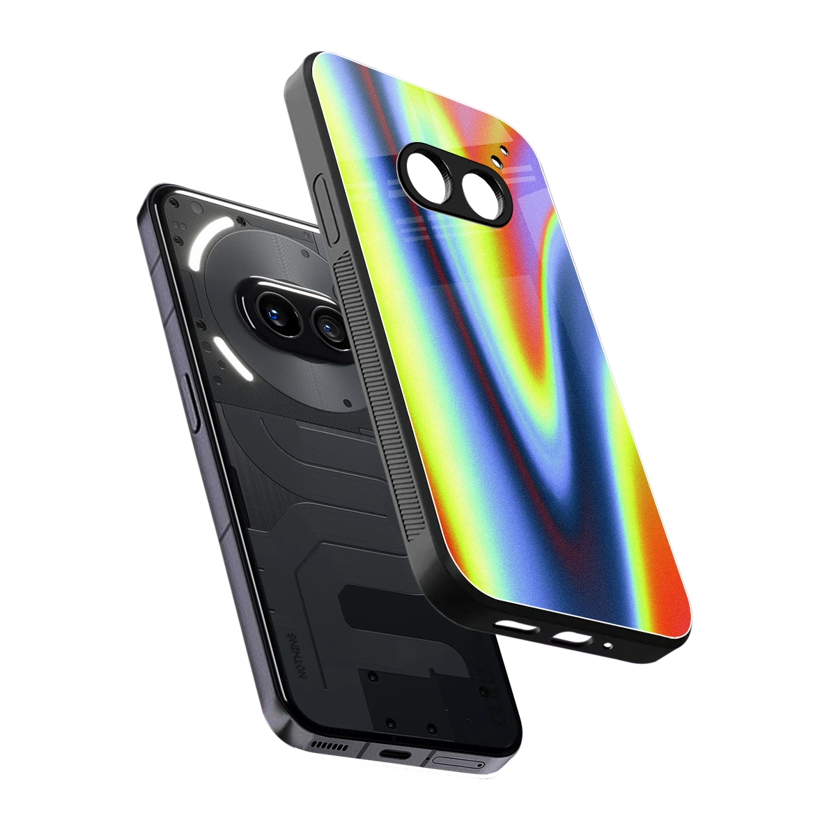 Luminous Aura sleek nothing phone 2a plus cover with tempered glass back and TPU edges