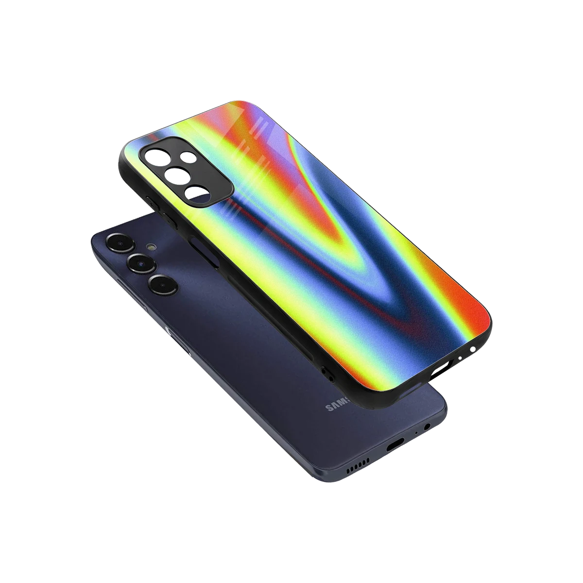 Luminous Aura sleek samsung galaxy m14 5g cover with tempered glass back and TPU edges