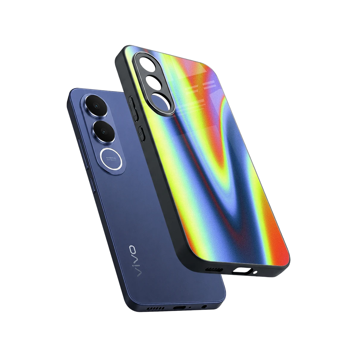 Luminous Aura sleek vivo v70 fe cover with tempered glass back and TPU edges