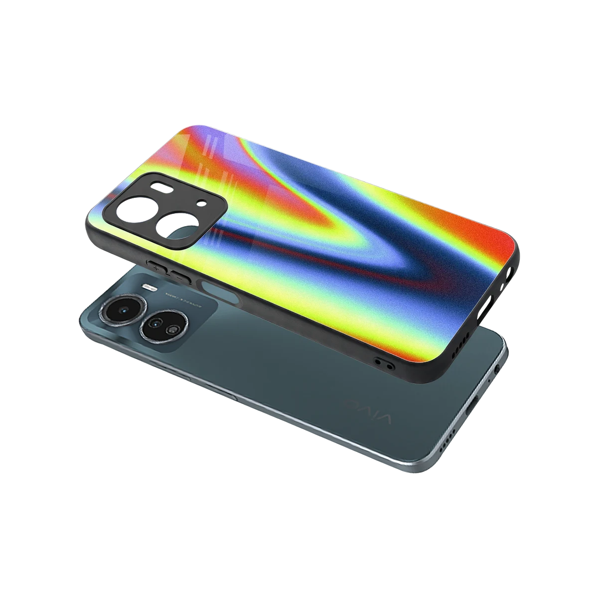 Luminous Aura sleek vivo y16 cover with tempered glass back and TPU edges