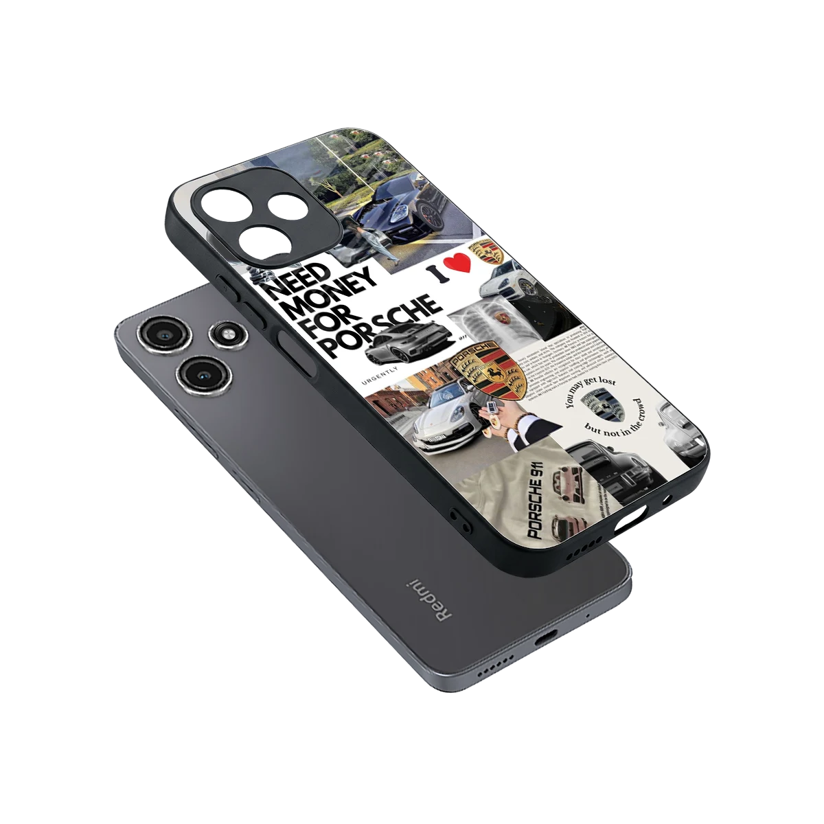 Luxe Dreams sleek redmi 12 5g cover with tempered glass back and TPU edges