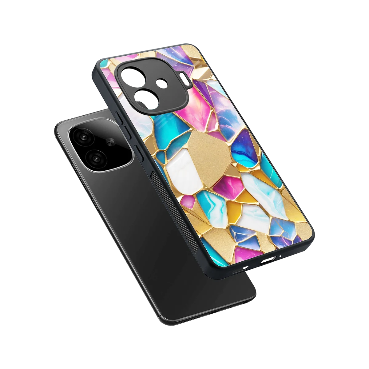 Luxe Spectrum sleek iqoo neo 10r 5g cover with tempered glass back and TPU edges