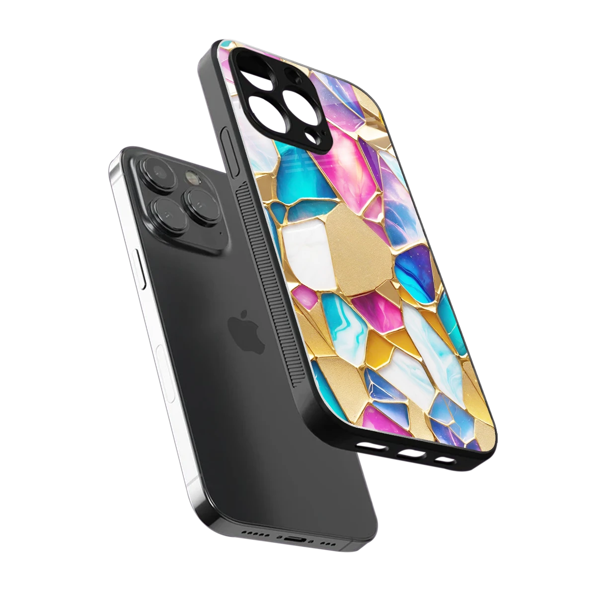 Luxe Spectrum sleek iphone 15 pro cover with tempered glass back and TPU edges