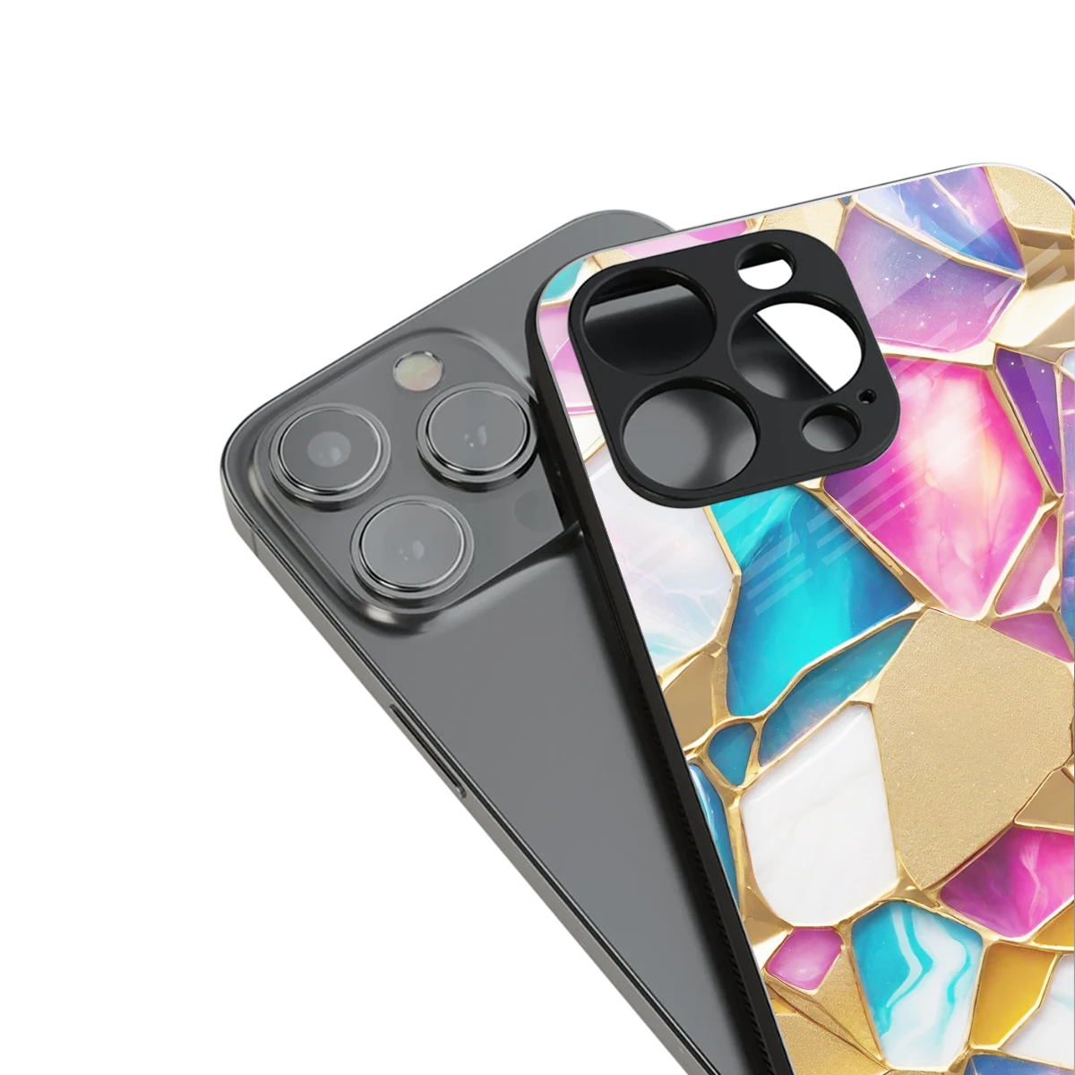 Luxe Spectrum stylish phone case for iphone 15 pro | glossy glass and slim fit