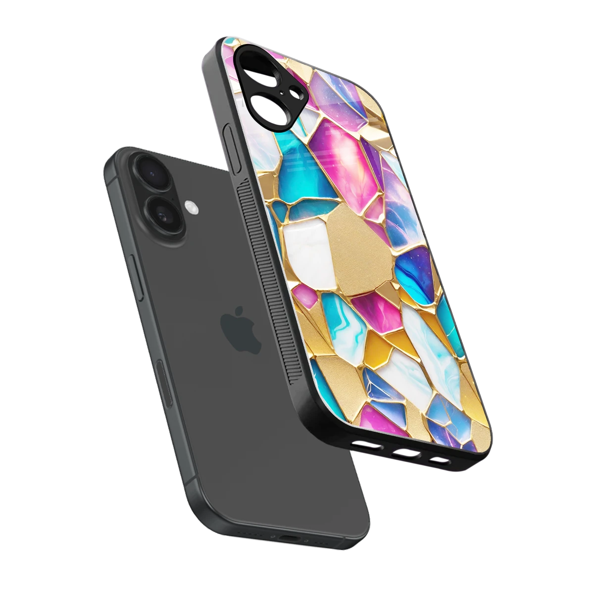 Luxe Spectrum sleek iPhone 16 cover with tempered glass back and TPU edges