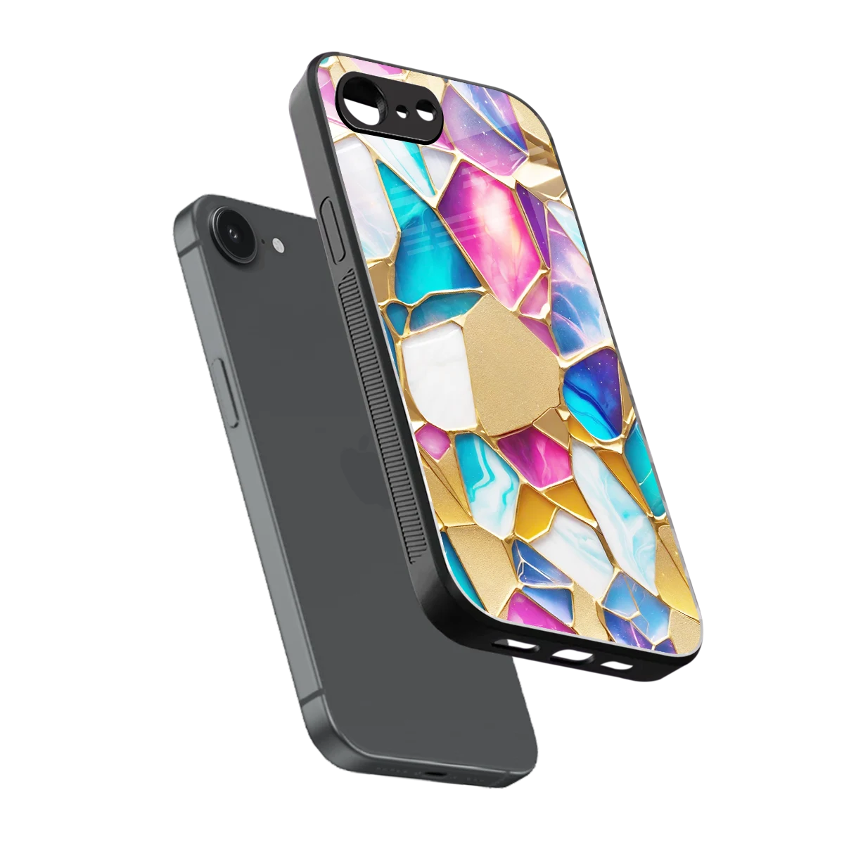 Luxe Spectrum sleek iphone 16e cover with tempered glass back and TPU edges