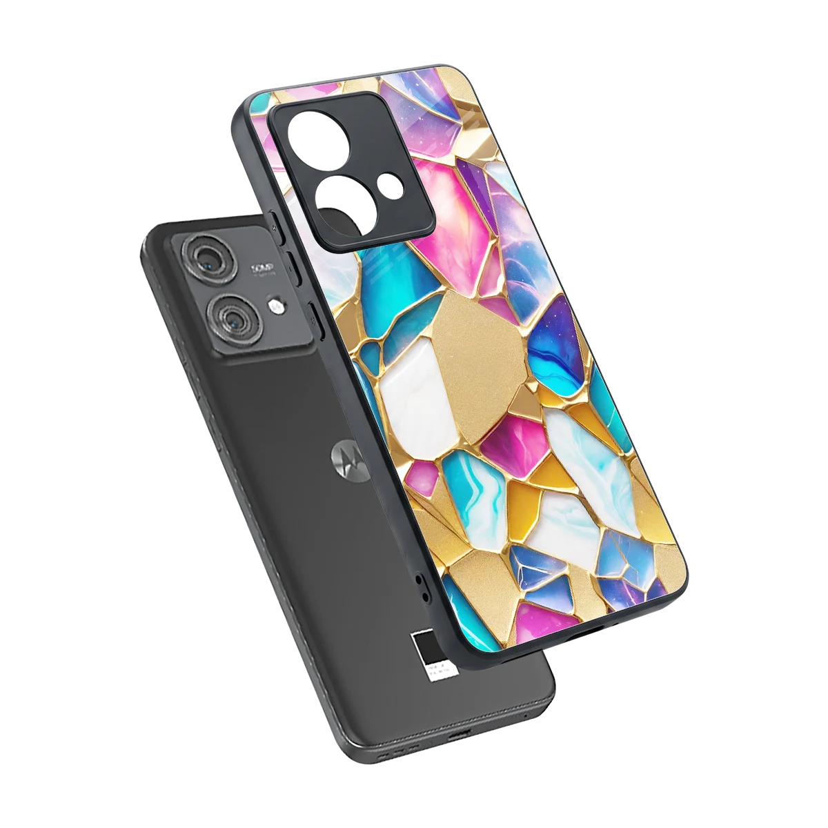 Luxe Spectrum sleek motorola edge 40 neo 5g cover with tempered glass back and TPU edges