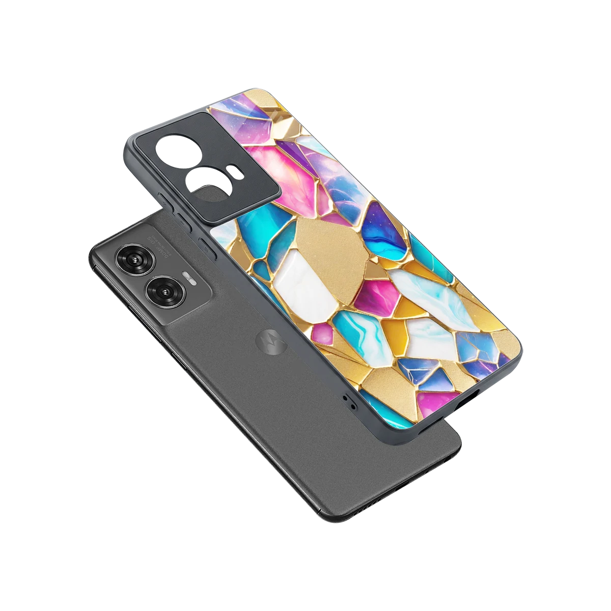 Luxe Spectrum sleek motorola edge 50 fusion cover with tempered glass back and TPU edges