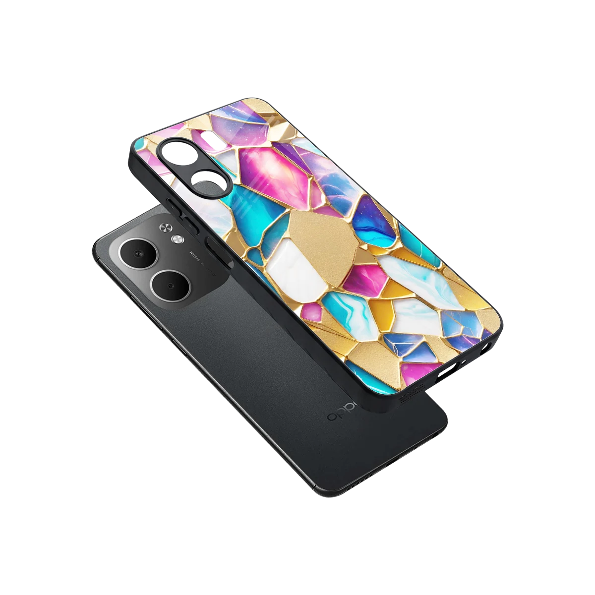 Luxe Spectrum sleek oppo a5x 5g cover with tempered glass back and TPU edges