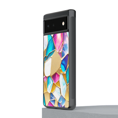 Luxe Spectrum stylish phone case for google pixel 6a | glossy glass and slim fit