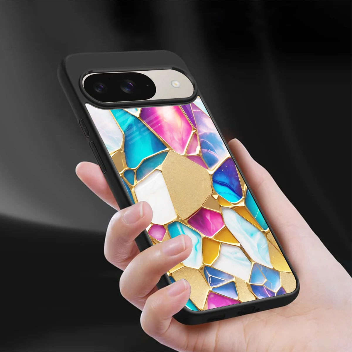 Luxe Spectrum sleek google pixel 9 cover with tempered glass back and TPU edges