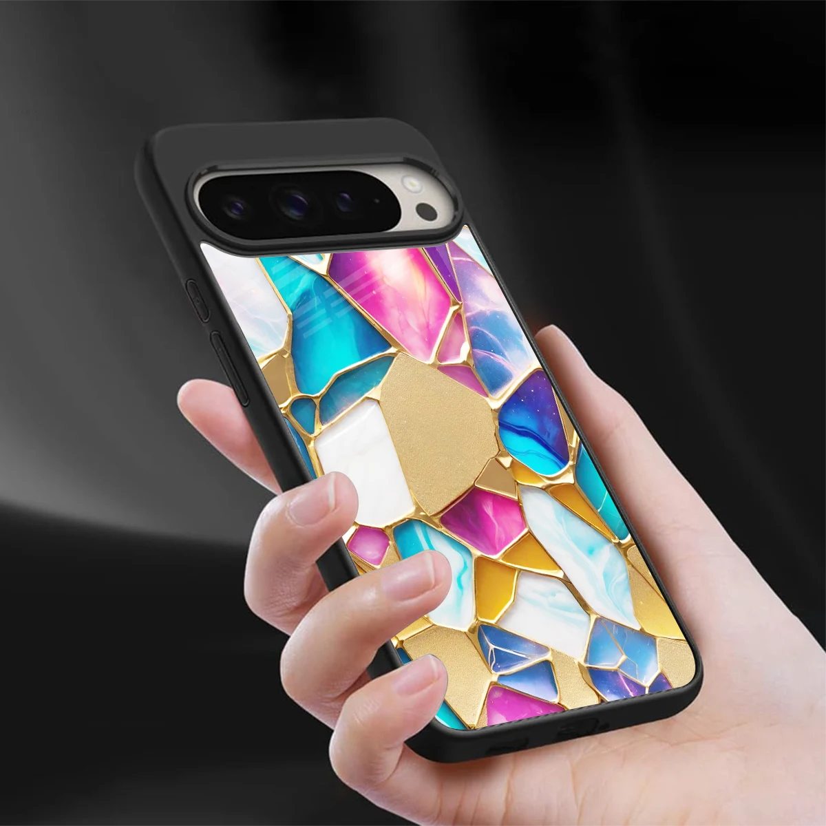 Luxe Spectrum sleek google pixel 9 pro cover with tempered glass back and TPU edges