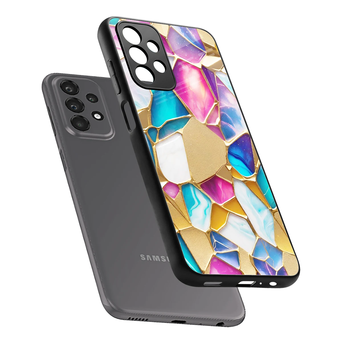 Luxe Spectrum sleek samsung galaxy a23 cover with tempered glass back and TPU edges