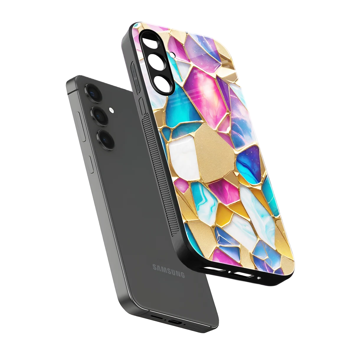 Luxe Spectrum sleek samsung galaxy m34 5g cover with tempered glass back and TPU edges