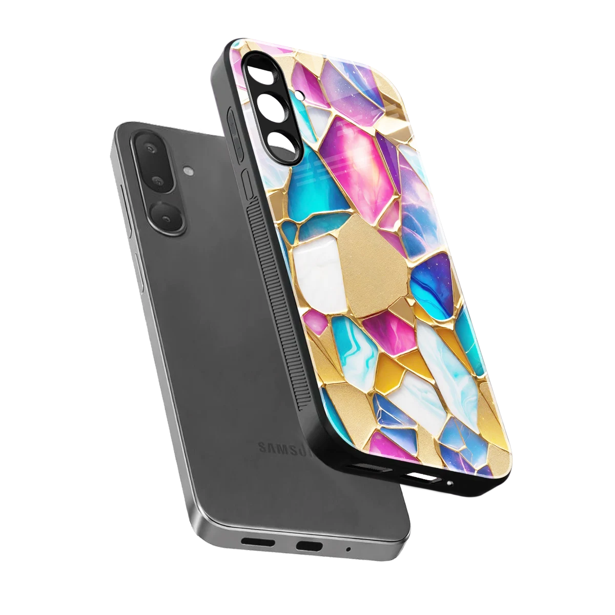 Luxe Spectrum sleek samsung galaxy m56 5g cover with tempered glass back and TPU edges