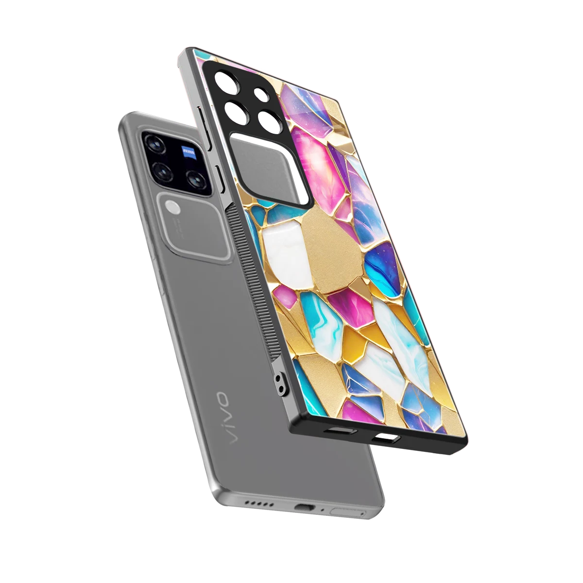 Luxe Spectrum sleekvivo v30 pro cover with tempered glass back and TPU edges