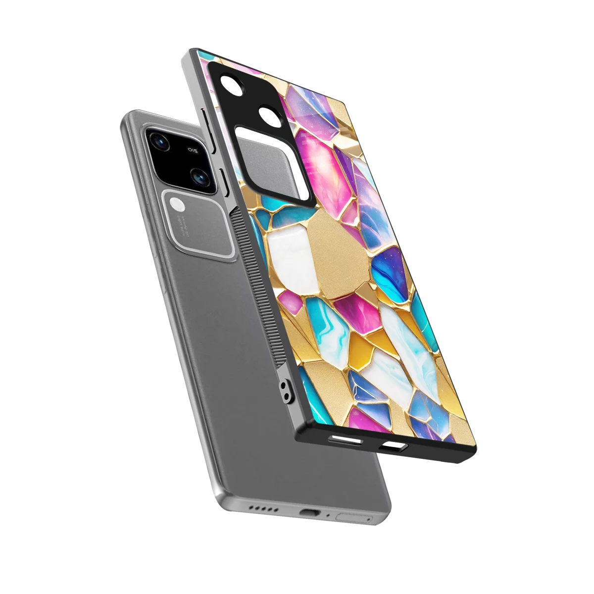 Luxe Spectrum sleek vivo v30 cover with tempered glass back and TPU edges