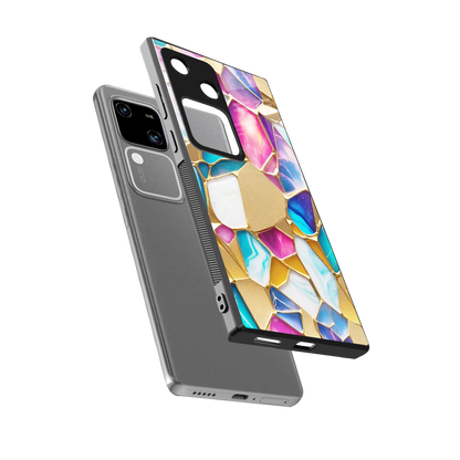 Luxe Spectrum sleek vivo v30 cover with tempered glass back and TPU edges