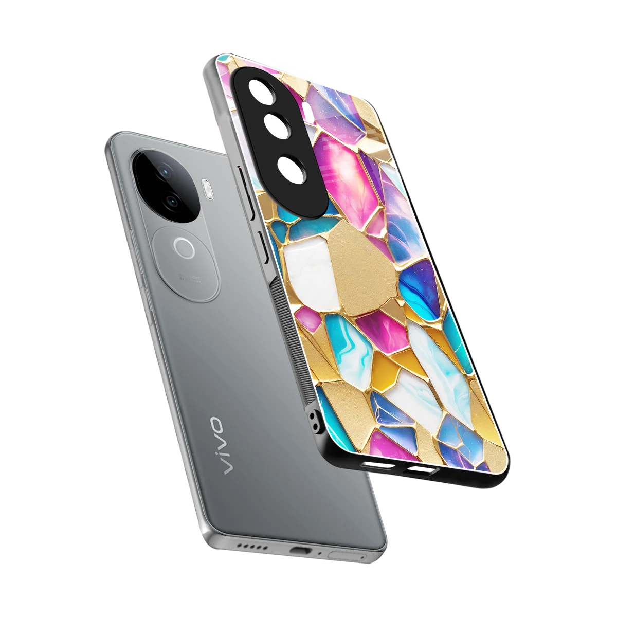 Luxe Spectrum sleek vivo v40e cover with tempered glass back and TPU edges
