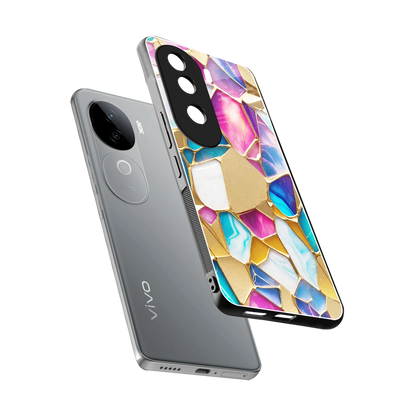 Luxe Spectrum sleek vivo v40e cover with tempered glass back and TPU edges
