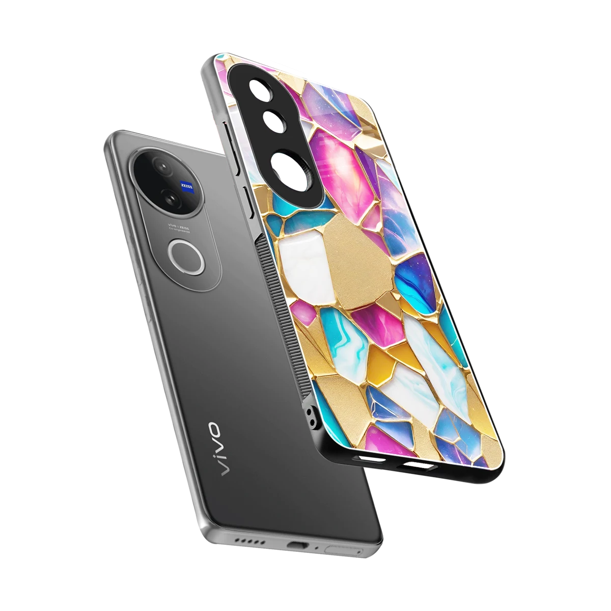 Luxe Spectrum sleek vivo v50 cover with tempered glass back and TPU edges