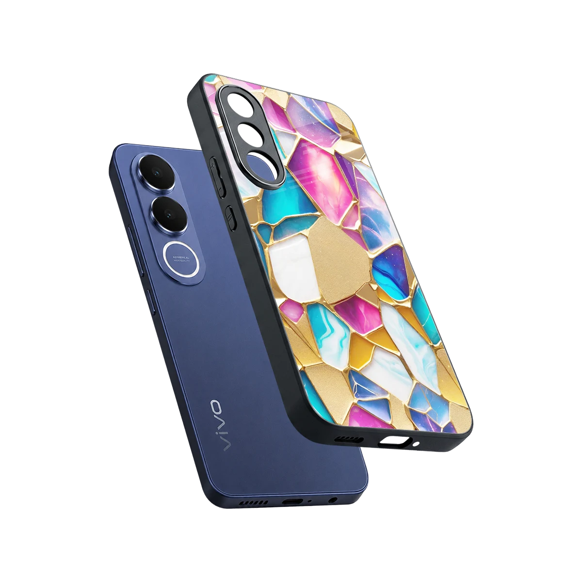 Luxe Spectrum sleek vivo v70 fe cover with tempered glass back and TPU edges