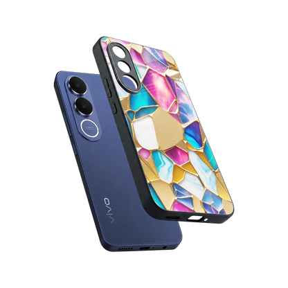 Luxe Spectrum sleek vivo v70 fe cover with tempered glass back and TPU edges