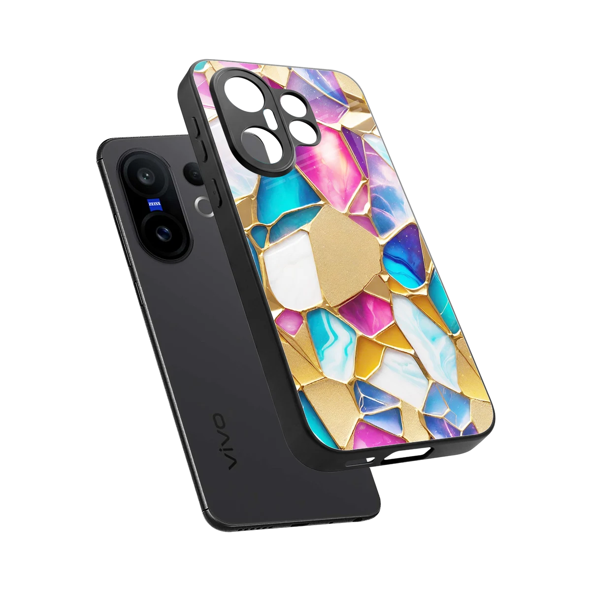 Luxe Spectrum sleek vivo x200 fe cover with tempered glass back and TPU edges