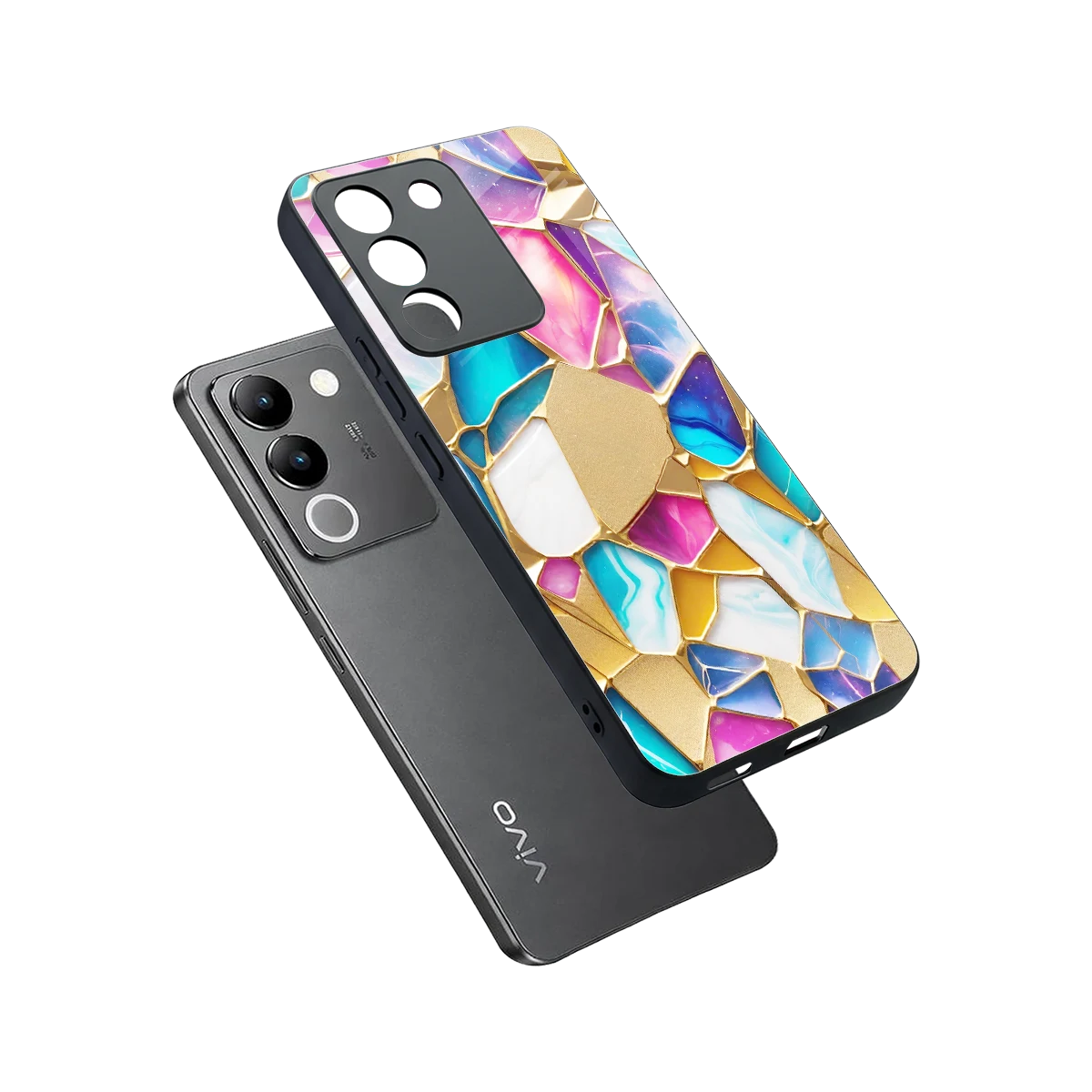 Luxe Spectrum sleek vivo y200 5g cover with tempered glass back and TPU edges