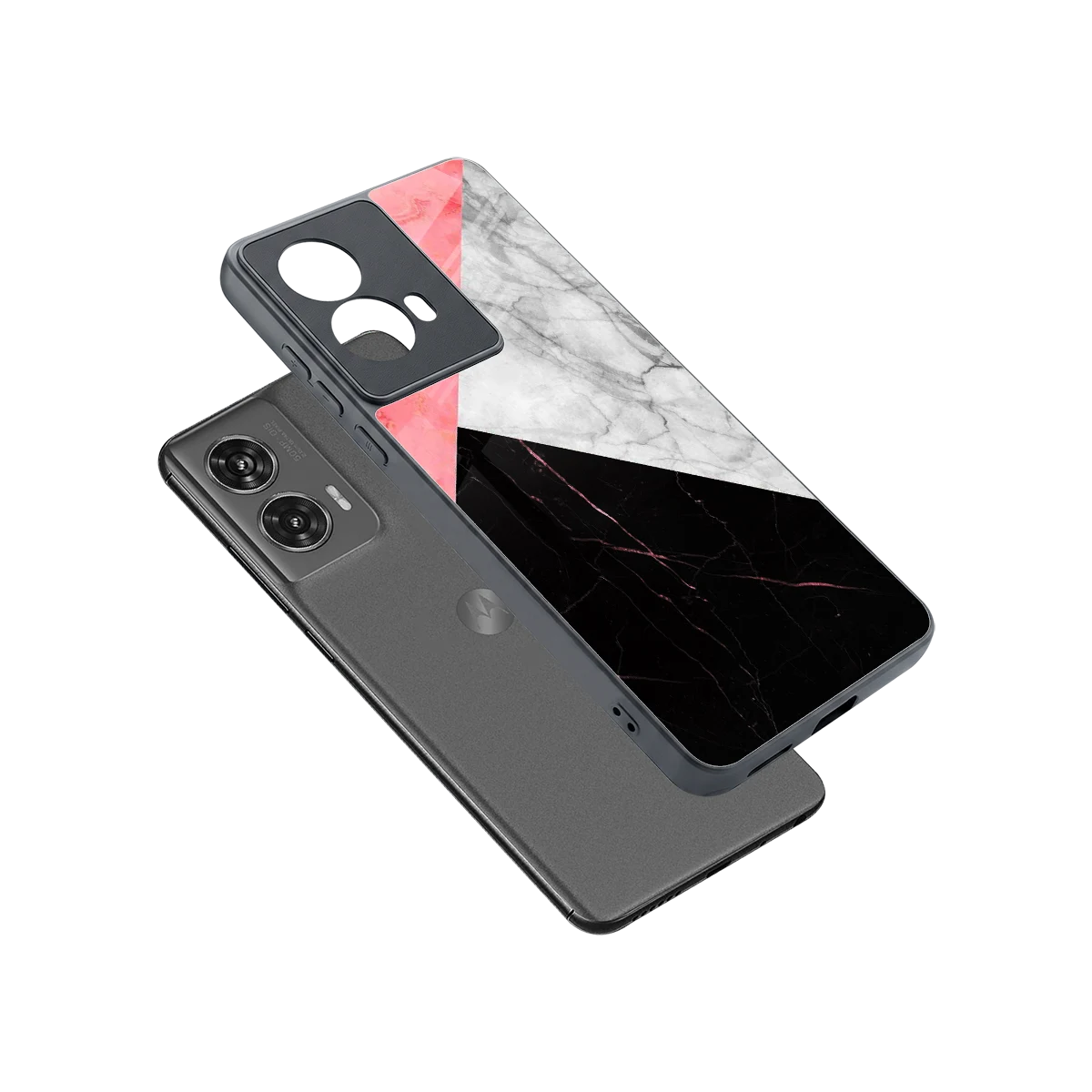 Luxe Trio sleek motorola edge 50 fusion cover with tempered glass back and TPU edges