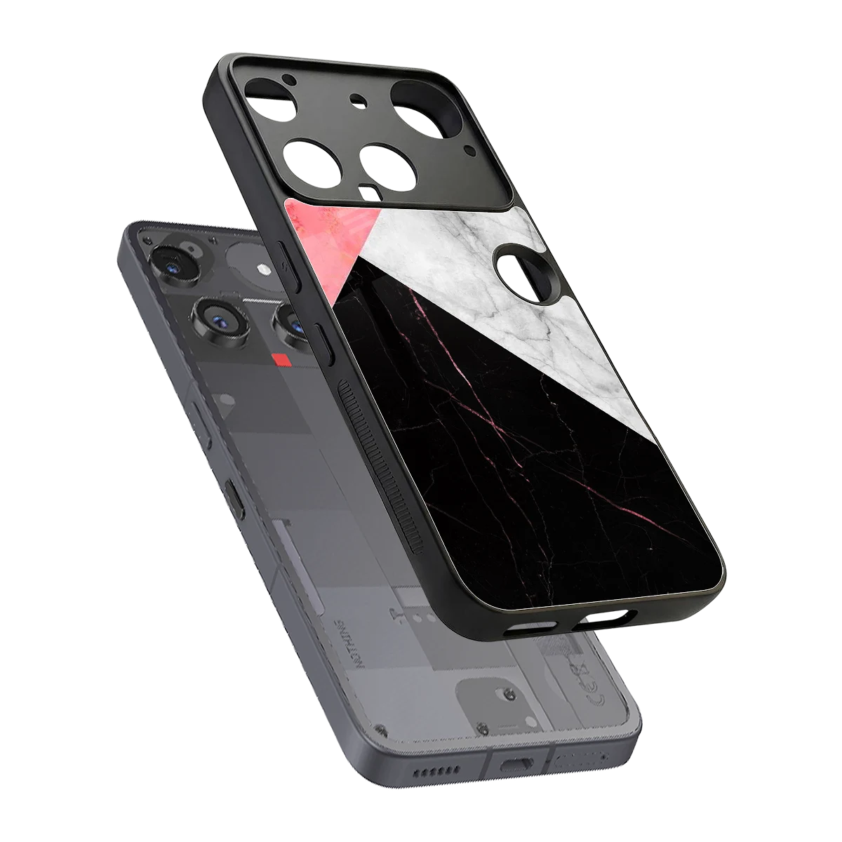 Luxe Trio sleek nothing phone 3 cover with tempered glass back and TPU edges