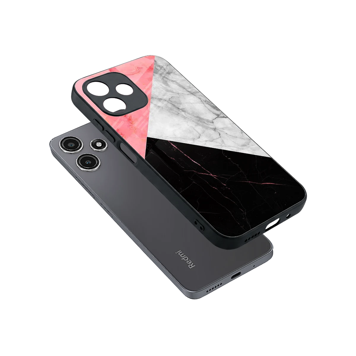 Luxe Trio sleek redmi 12 5g cover with tempered glass back and TPU edges