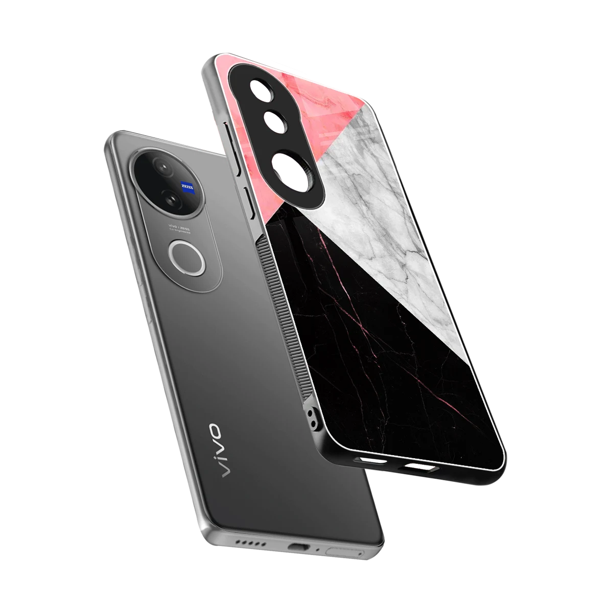 Luxe Trio sleek vivo v50 cover with tempered glass back and TPU edges