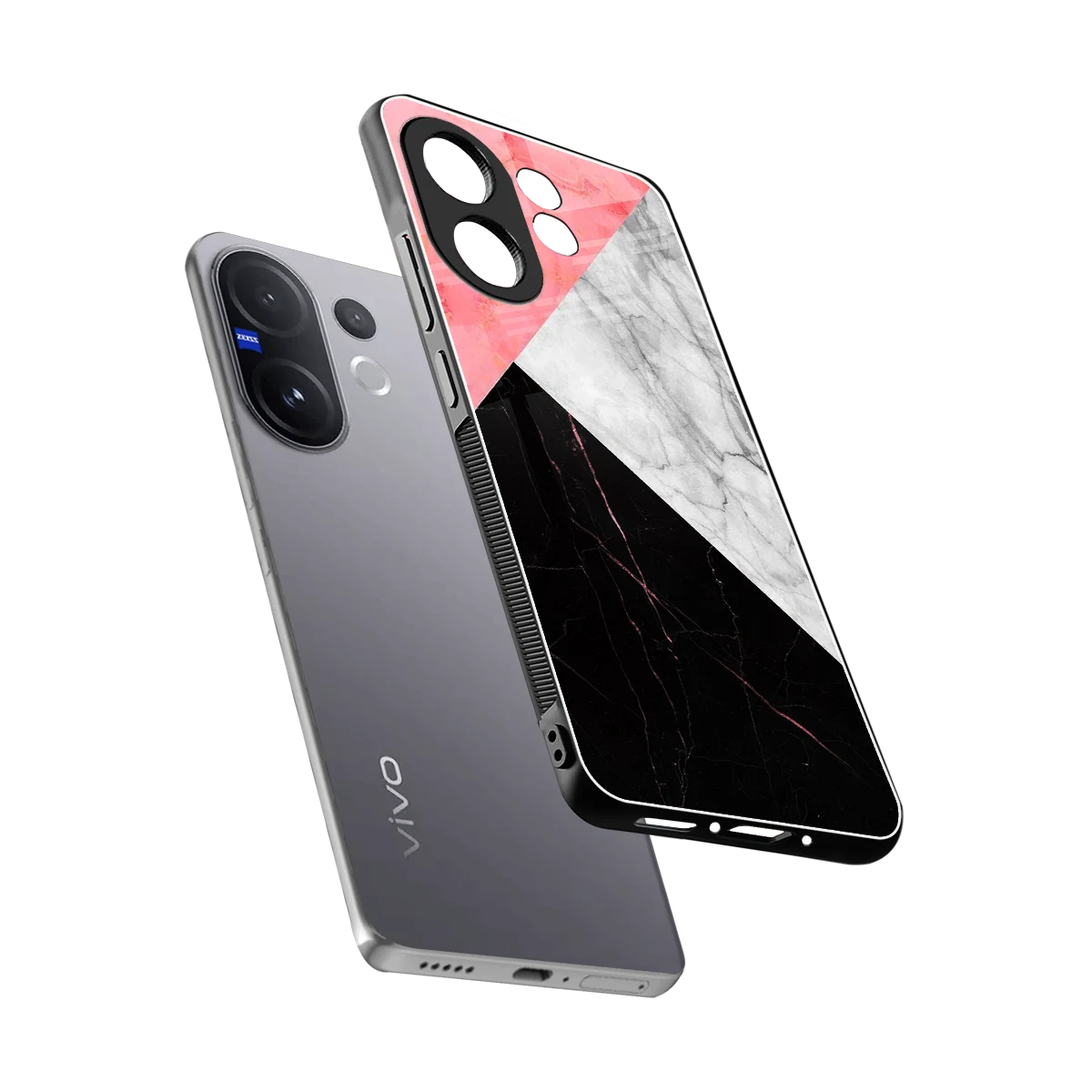 Luxe Trio sleek vivo v60 cover with tempered glass back and TPU edges