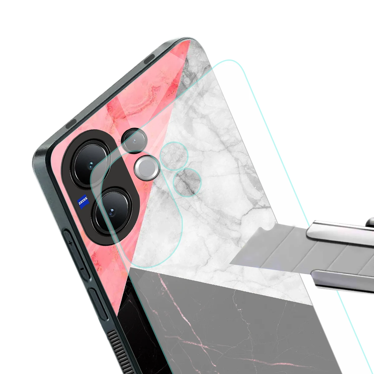 Luxe Trio stylish phone case for vivo v60 | glossy glass and slim fit