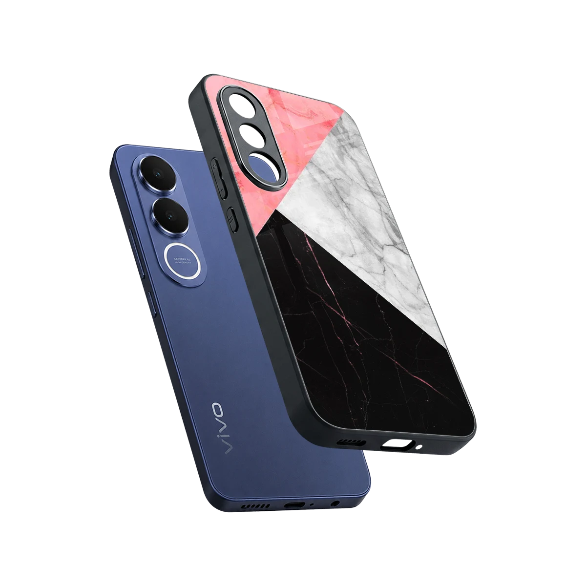 Luxe Trio sleek vivo v70 fe cover with tempered glass back and TPU edges