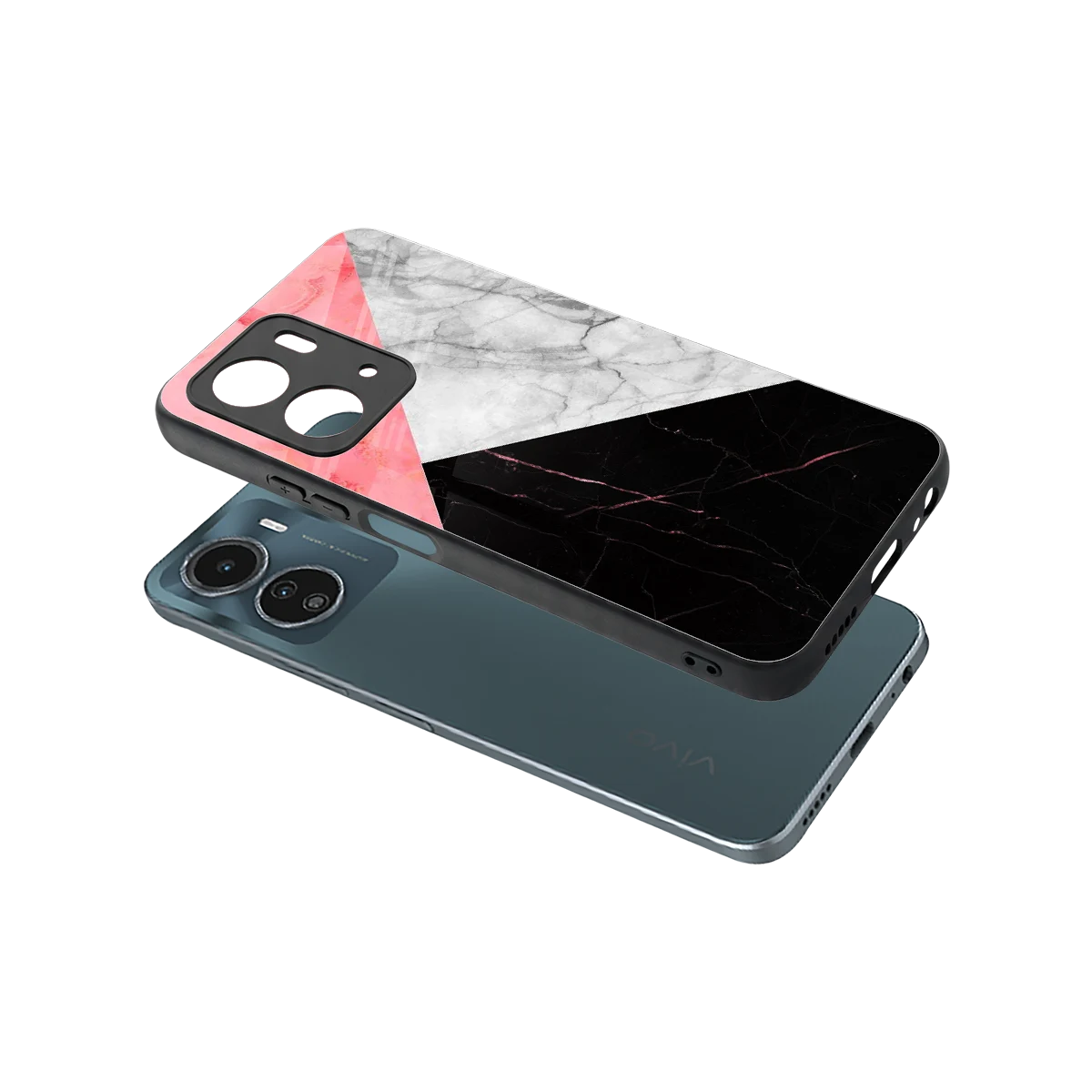 Luxe Trio sleek vivo y16 cover with tempered glass back and TPU edges