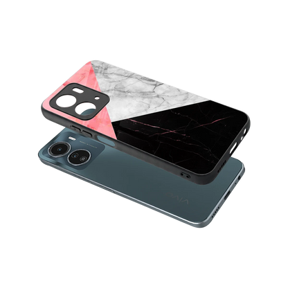 Luxe Trio sleek vivo y16 cover with tempered glass back and TPU edges