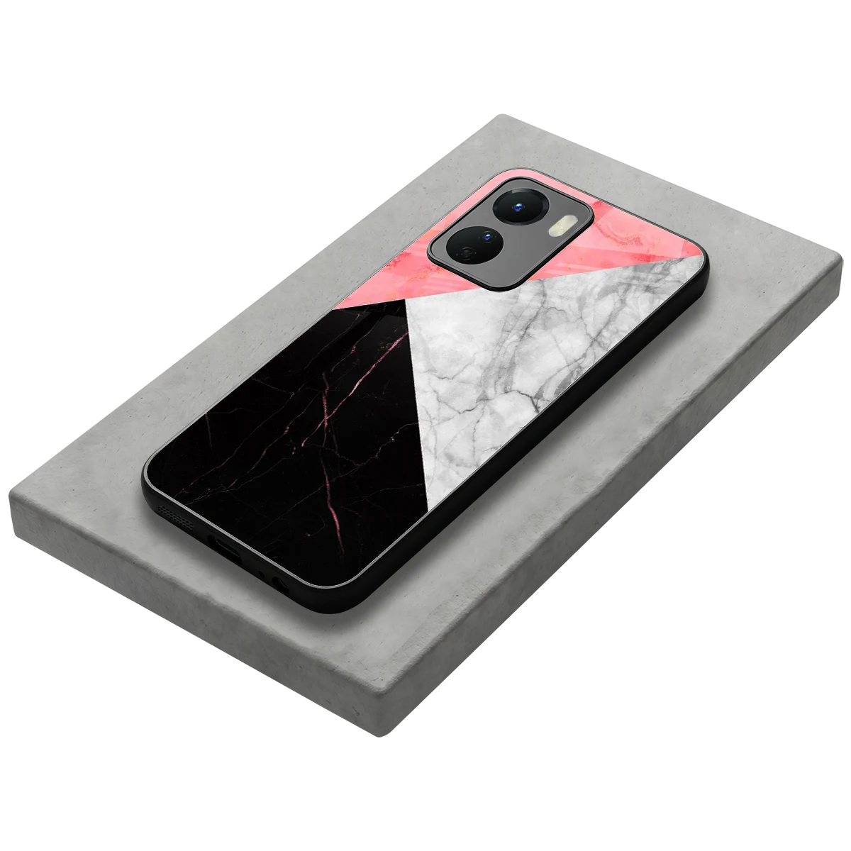 Luxe Trio stylish phone case for vivo y16 | glossy glass and slim fit