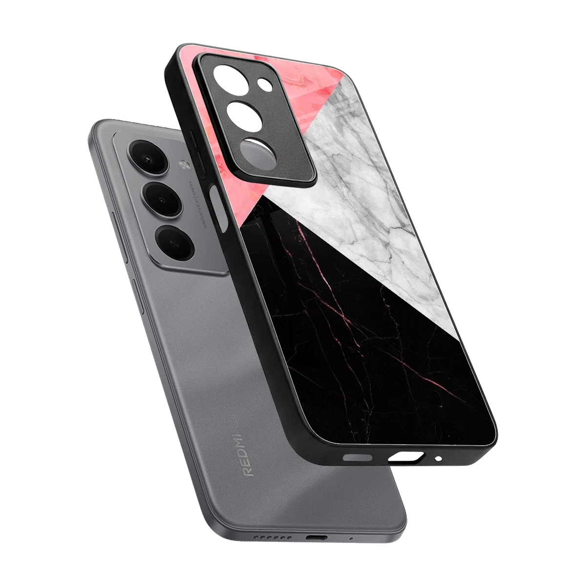Luxe Trio sleek redmi 15 5g cover with tempered glass back and TPU edges