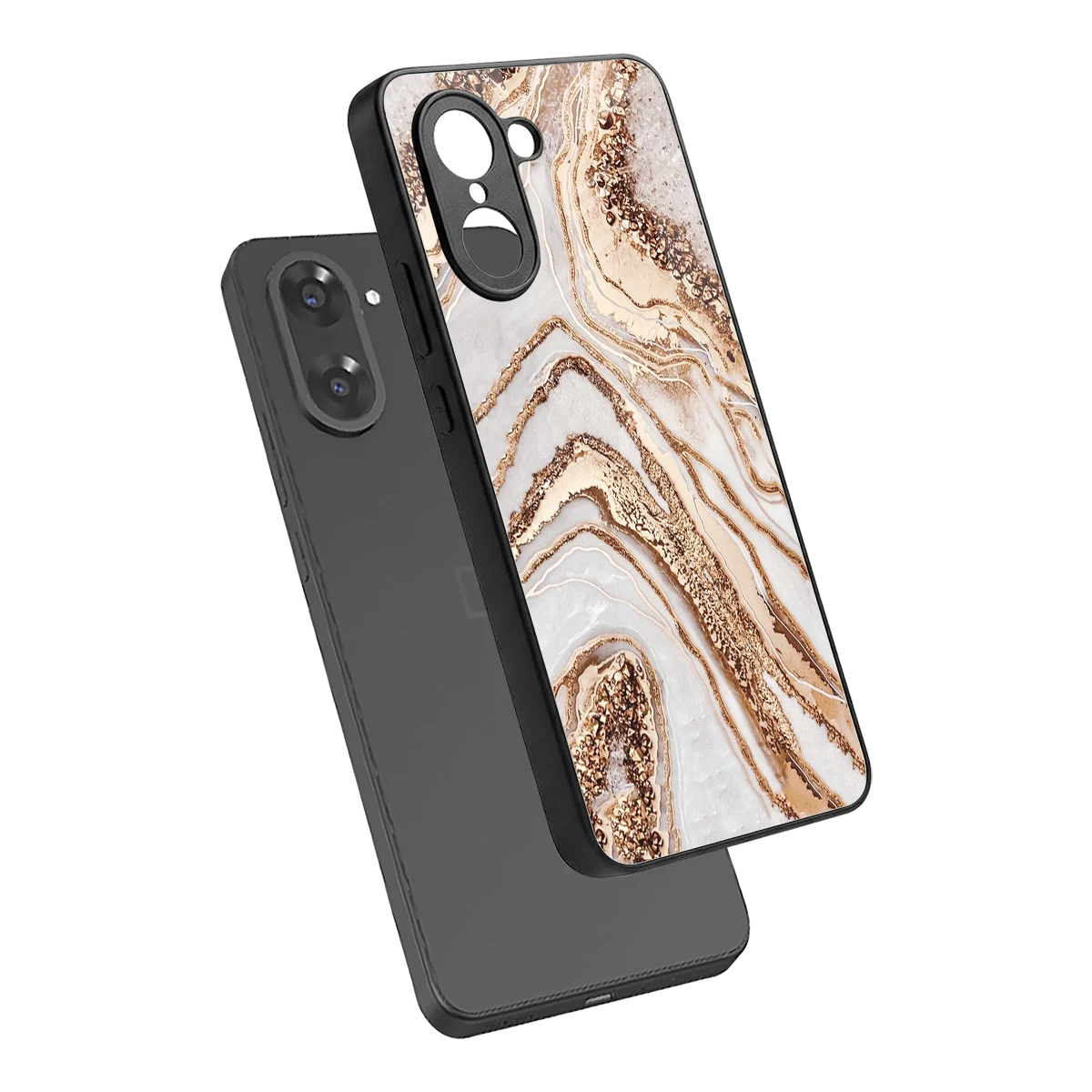 Luxe White sleek oneplus nord ce5 5g cover with tempered glass back and TPU edges