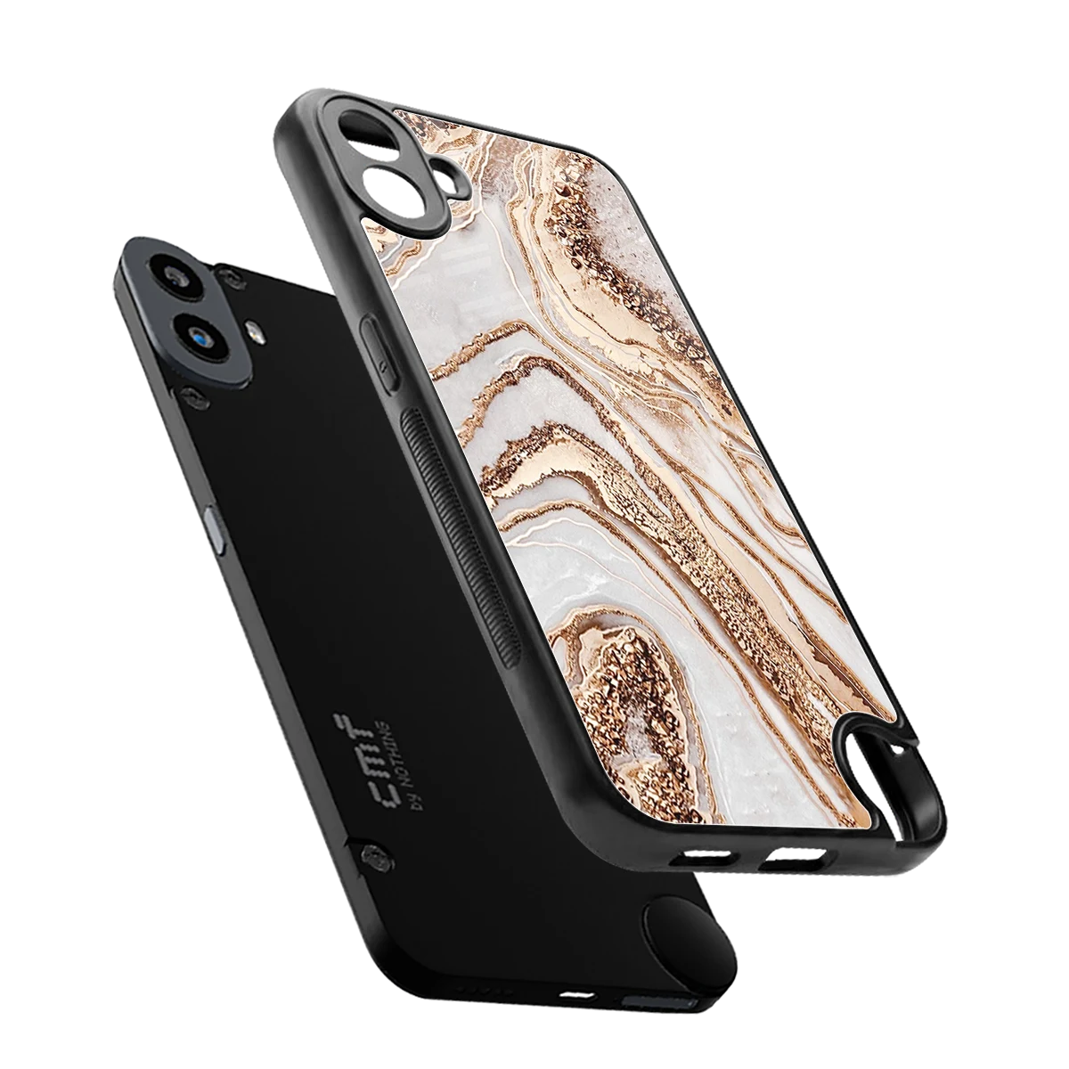 Luxe White sleek cmf nothing phone 1 cover with tempered glass back and TPU edges