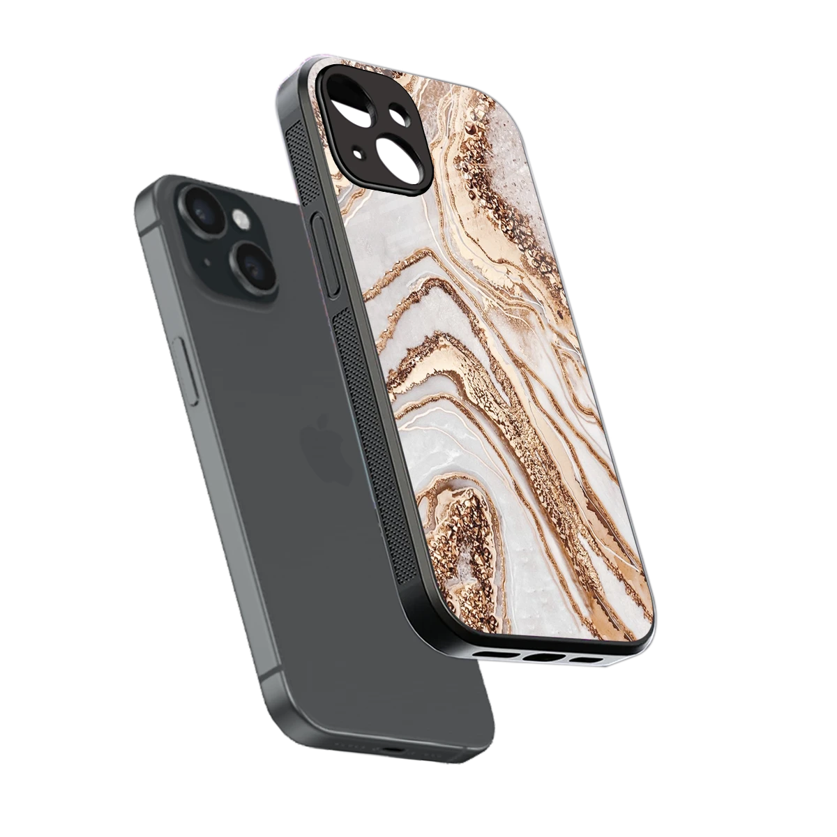 Luxe White sleek iphone 13 cover with tempered glass back and TPU edges