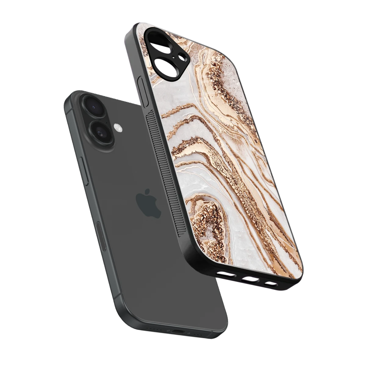 Luxe White sleek iPhone 16 cover with tempered glass back and TPU edges