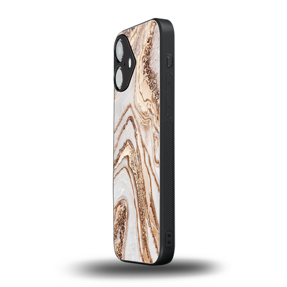 Luxe White iPhone 16 mobile cover | shockproof glass phone case