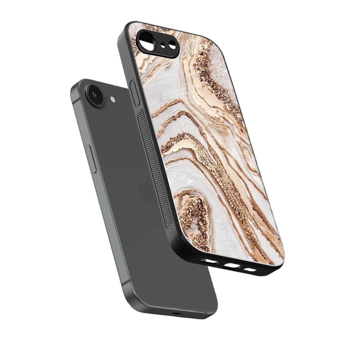 Luxe White sleek iphone 17e cover with tempered glass back and TPU edges