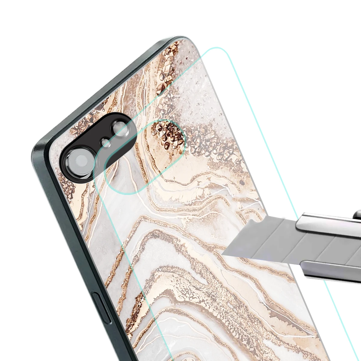 Luxe White stylish phone case for iphone 17e | glossy glass and slim fit