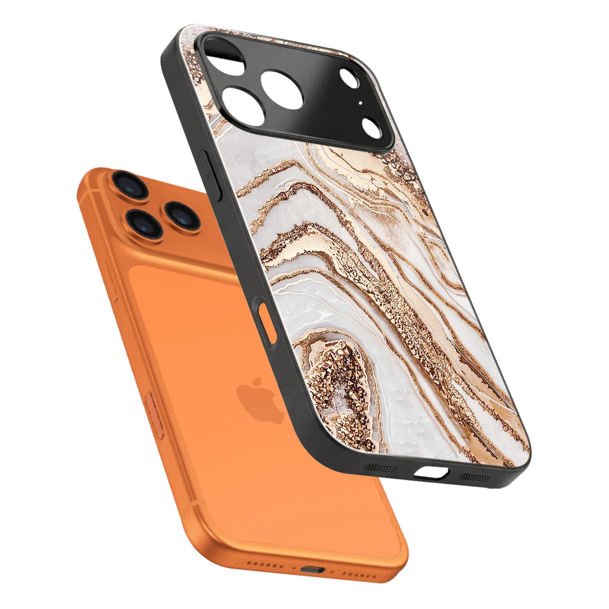 Luxe White sleek iphone 17 pro cover with tempered glass back and TPU edges