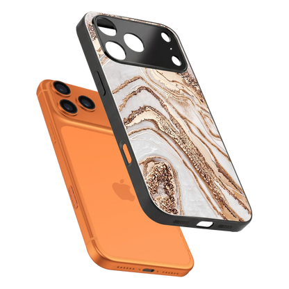 Luxe White sleek iphone 17 pro max cover with tempered glass back and TPU edges