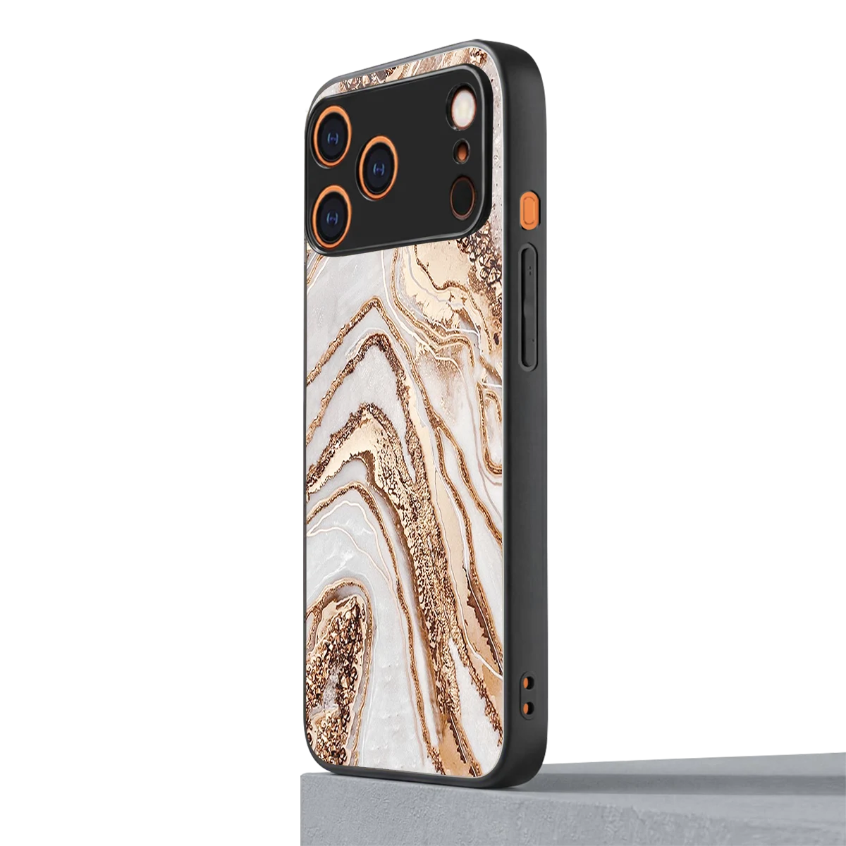 Luxe White iphone 17 pro mobile cover | shockproof glass phone case